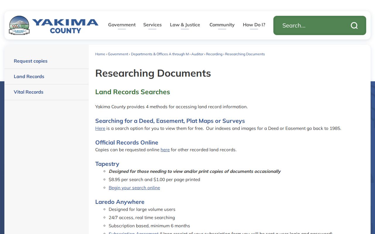 Yakima people search recorded document research page