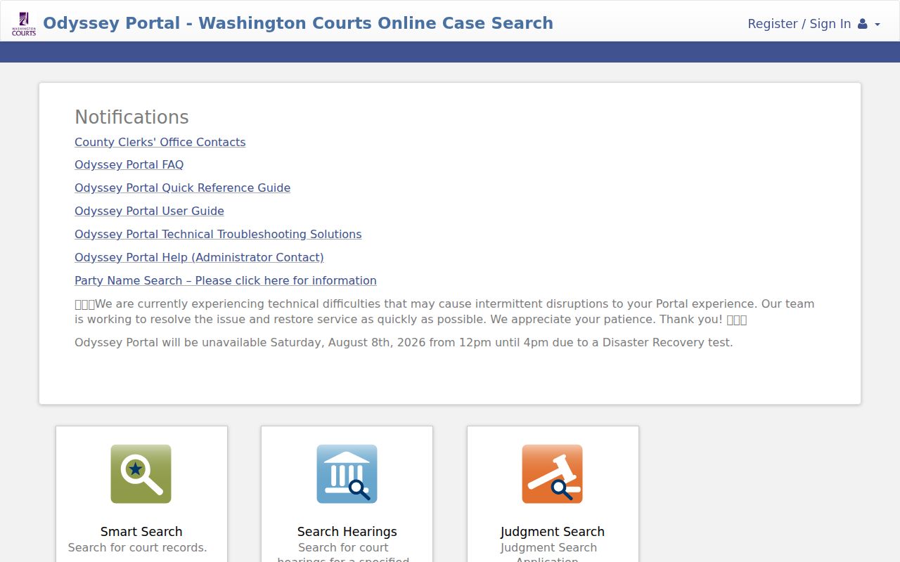 Yakima people search Superior Court Odyssey portal